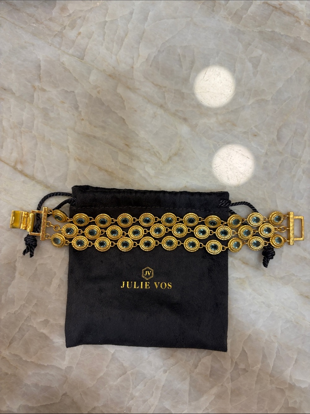 Julie Vos Gold Bracelet with blue Crystal Accents
